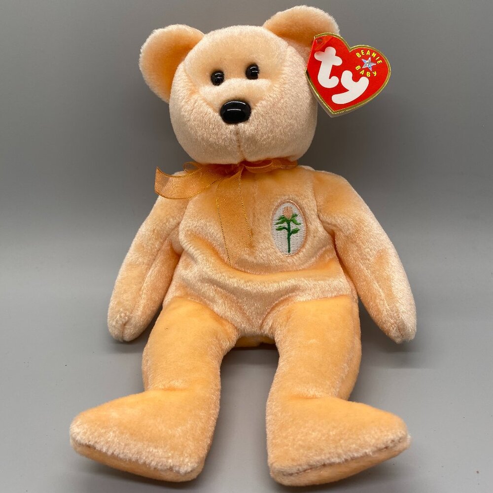 Ty Beanie Babies 2000 Peach Dearest Bear Mother's Day Stuffed Plush Toy